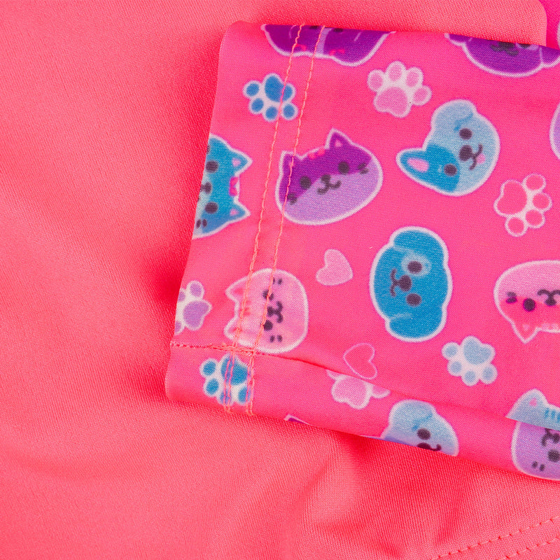 Conjunto Biquini Infantil Pampili Manga Longa Pets Rosa