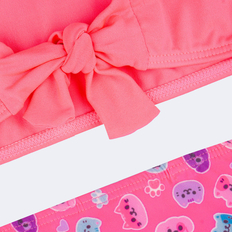 Conjunto Biquini Infantil Pampili Manga Longa Pets Rosa