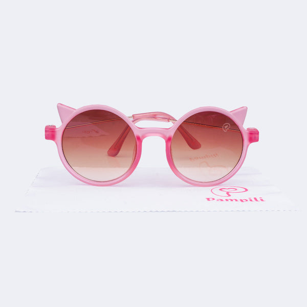 Óculos de Sol Infantil Feminino Acetato Redondo Gatinho Rosa