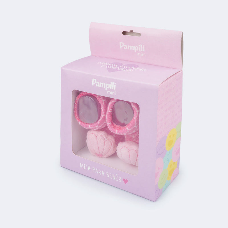 Meia Sapatinho de Bebê Sereia Rosa