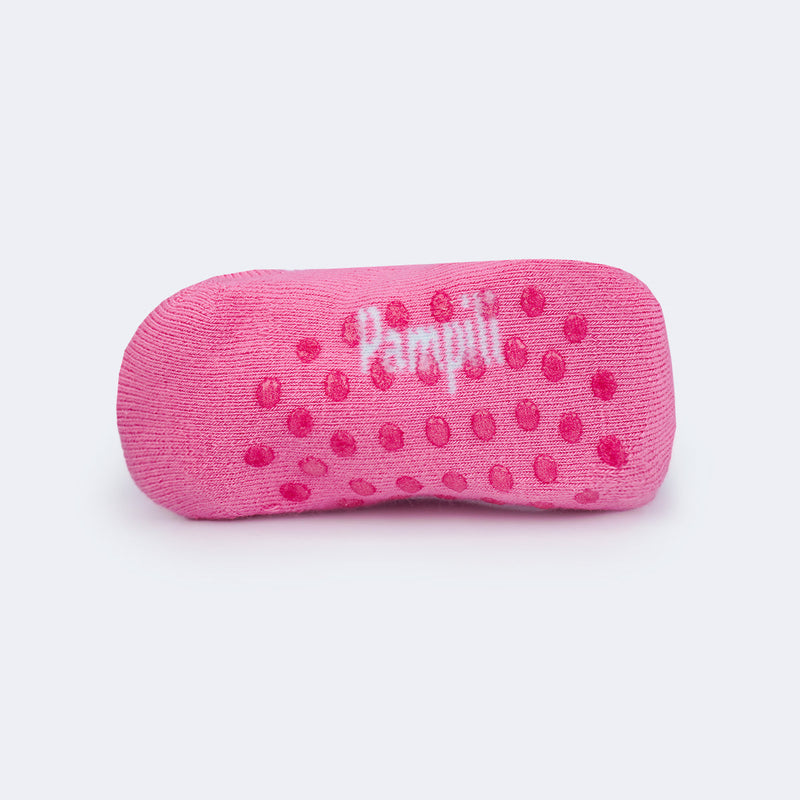 Meia Sapatilha Bebê Antiderrapante Gatinha Rosa Azul