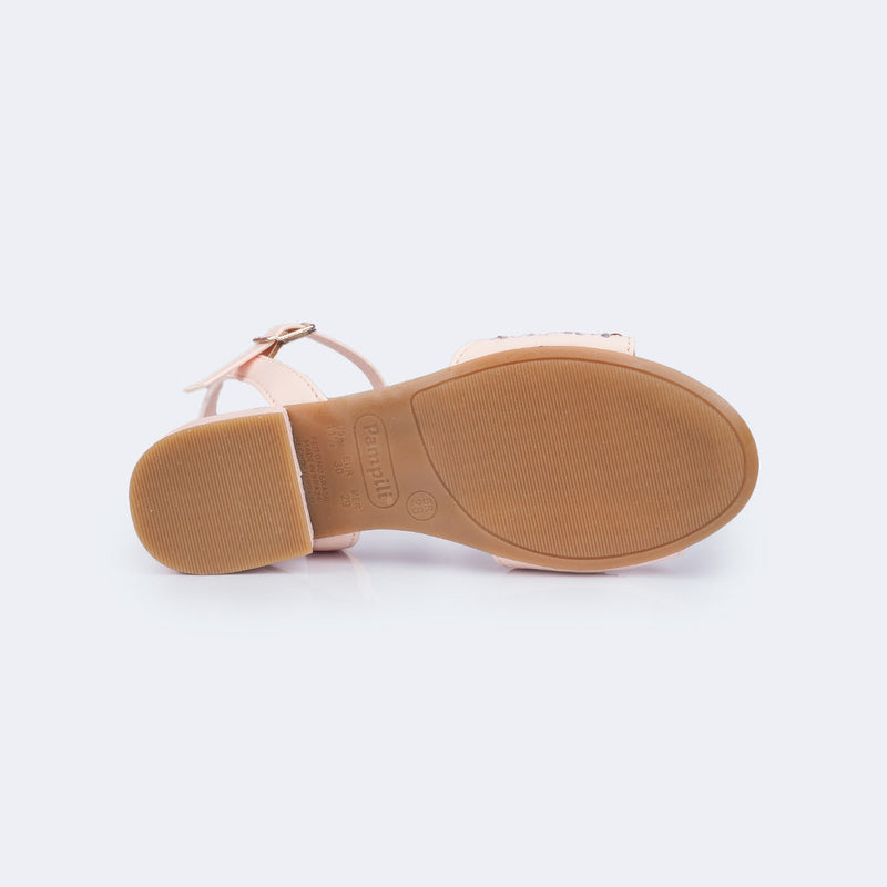 Sandália Infantil com Salto Pampili Fancy com Strass e Hotfix Off White