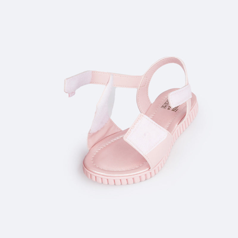 Sandália Papete Infantil Pampili Candy Borboleta Bordada Rosa Glace