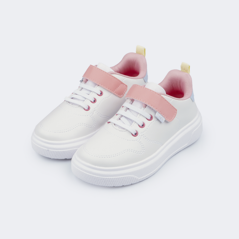 Tênis Infantil Feminino XP24 Costura Branco Candy Colors