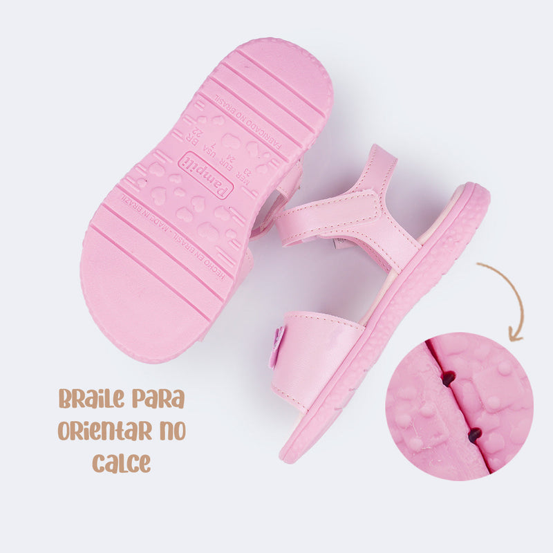 Sandália Infantil Pampili Bia Borboletas Rosa Claro