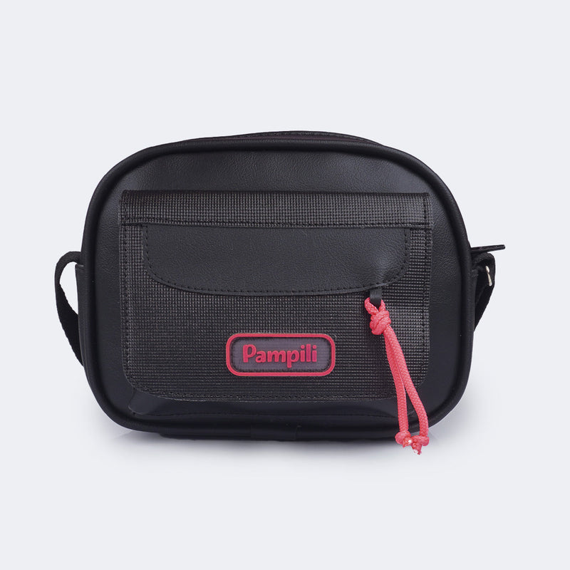 Bolsa Tiracolo Infantil Pampili Repartições Preta