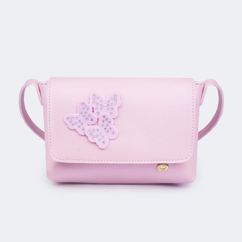 Bolsa Tiracolo Infantil Pampili com Mini Borboletas Rosa