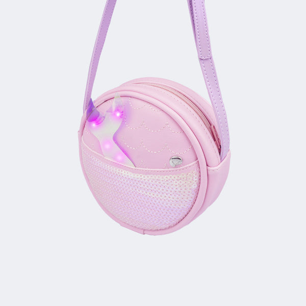 Bolsas de Led Infantil Feminina com Cauda de Sereia Rosa