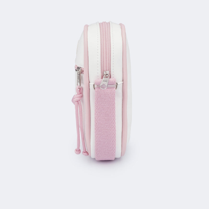 Bolsa Tiracolo Infantil Pampili com Bolsinho Frontal Branco Rosa