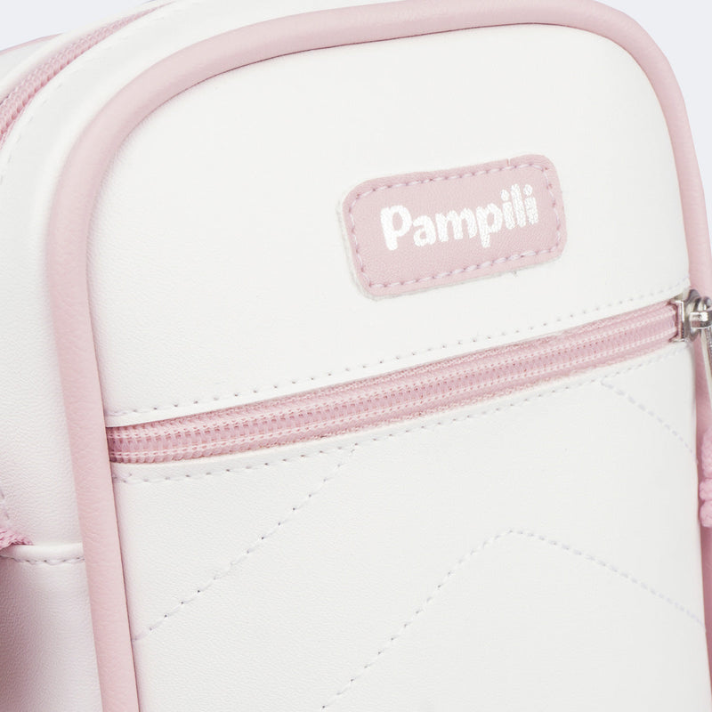 Bolsa Tiracolo Infantil Pampili com Bolsinho Frontal Branco Rosa