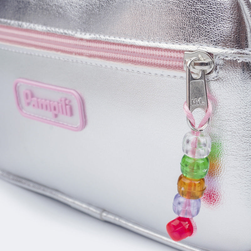 Bolsa Infantil Tiracolo Pampili com Miçangas Prata