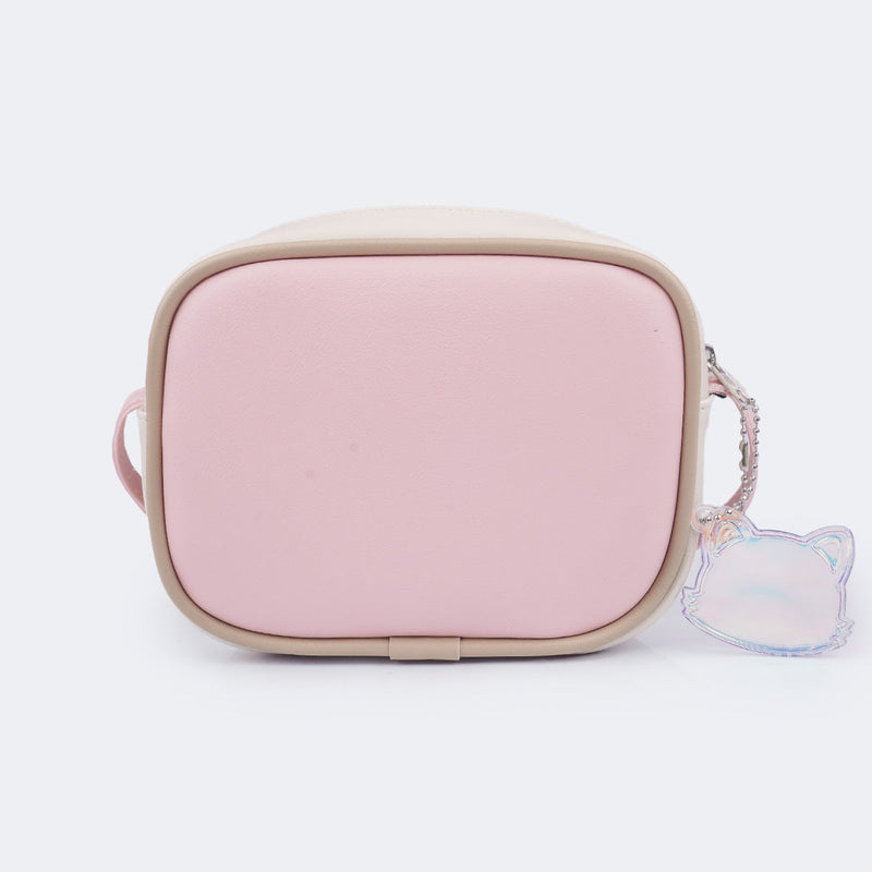 Bolsa Feminina com Chaveiro de Gatinho Rosa