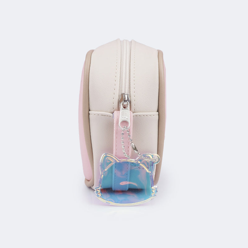 Bolsa Feminina com Chaveiro de Gatinho Rosa