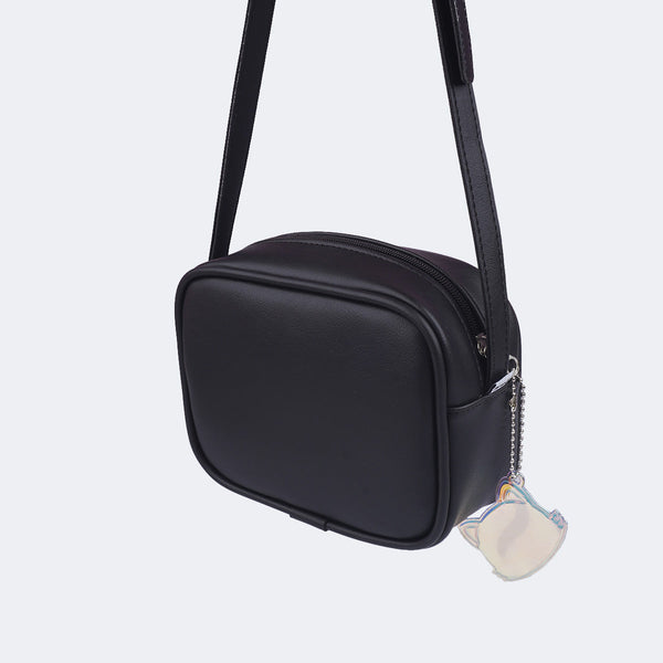 Bolsa Feminina com Chaveiro de Gatinho Preta