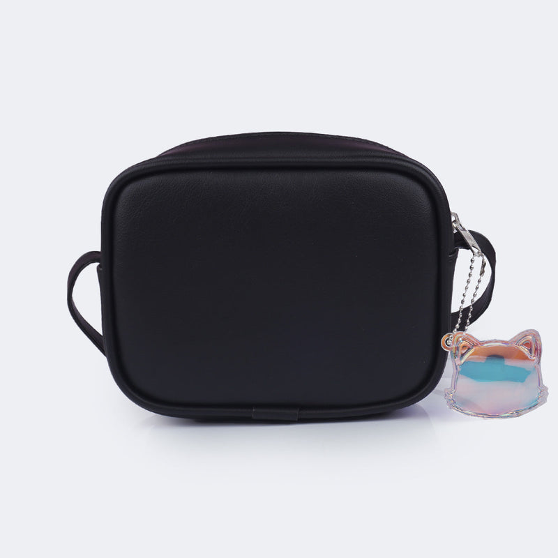 Bolsa Feminina com Chaveiro de Gatinho Preta