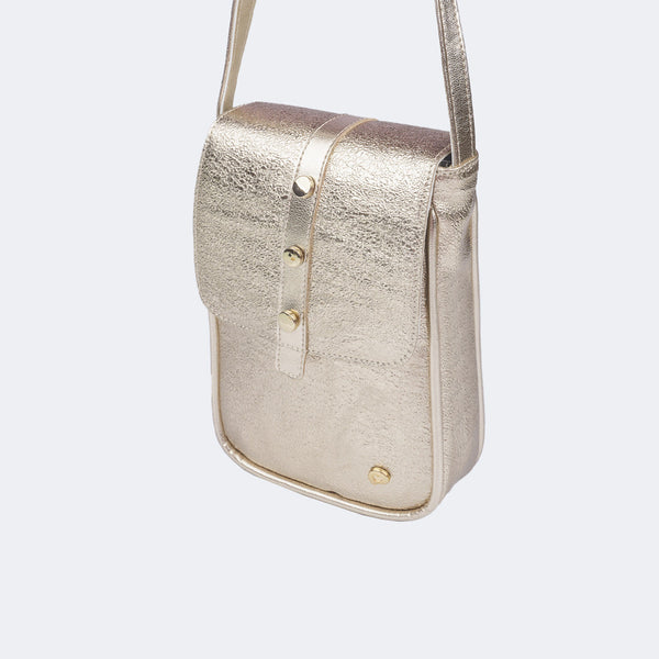 Bolsa Infantil Pampili Tiracolo Texturizada Dourada