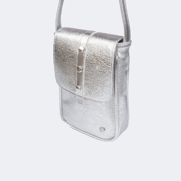 Bolsa Infantil Pampili Tiracolo Texturizada Prata