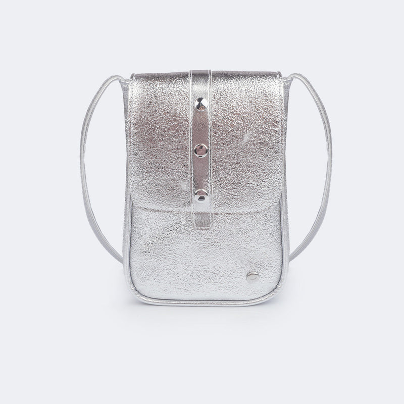 Bolsa Infantil Pampili Tiracolo Texturizada Prata