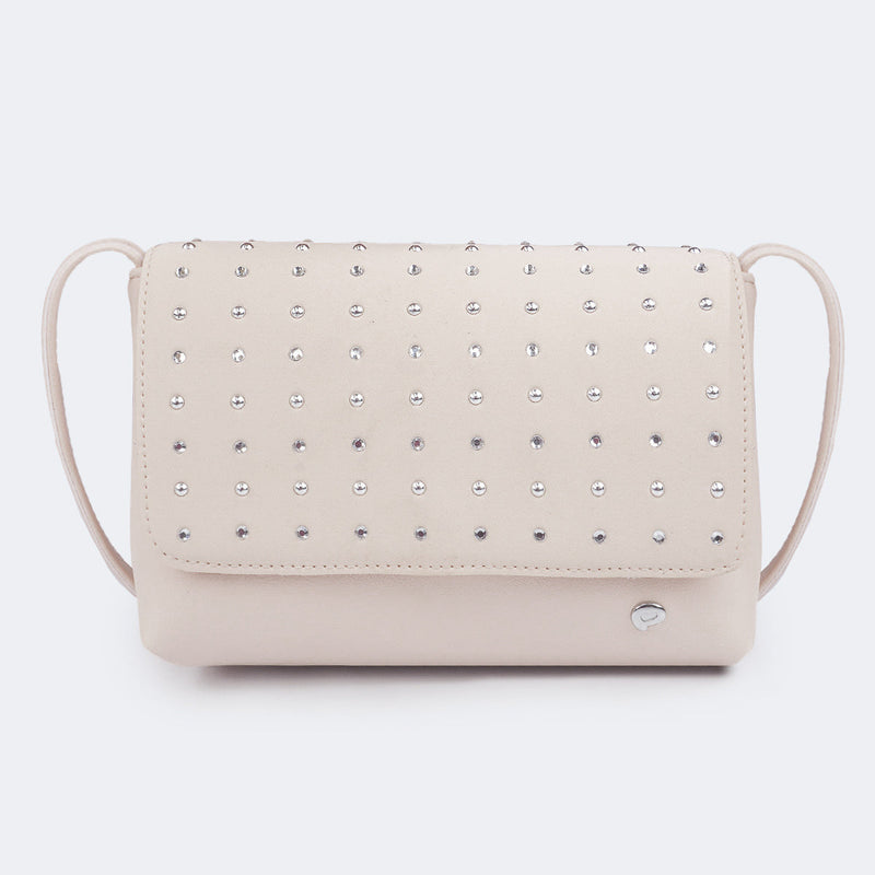 Bolsa Tiracolo Infantil Pampili com Strass Nude