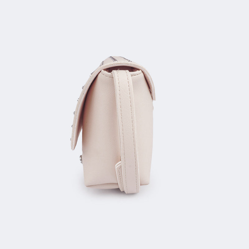 Bolsa Tiracolo Infantil Pampili com Strass Nude