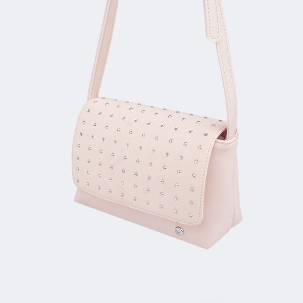 Bolsa Tiracolo Infantil Pampili com Strass Pêssego