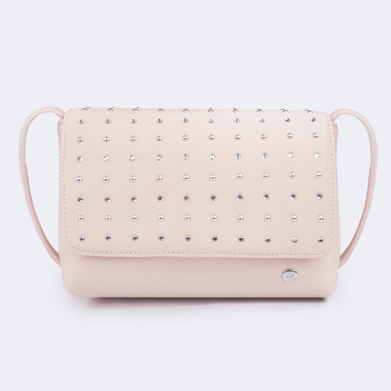 Bolsa Tiracolo Infantil Pampili com Strass Pêssego