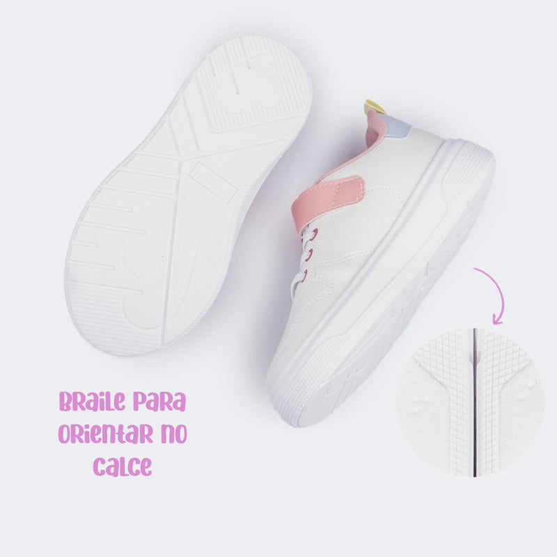 Tênis Infantil Feminino XP24 Costura Branco Candy Colors