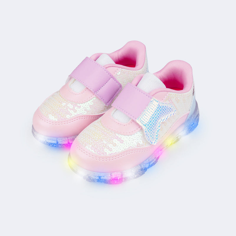 Tênis de Led Infantil Liz Luz Cauda de Sereia Colorido