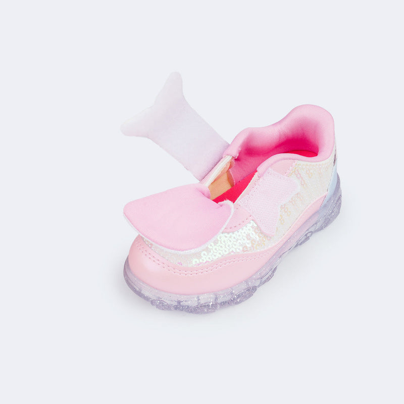 Tênis de Led Infantil Liz Luz Cauda de Sereia Colorido