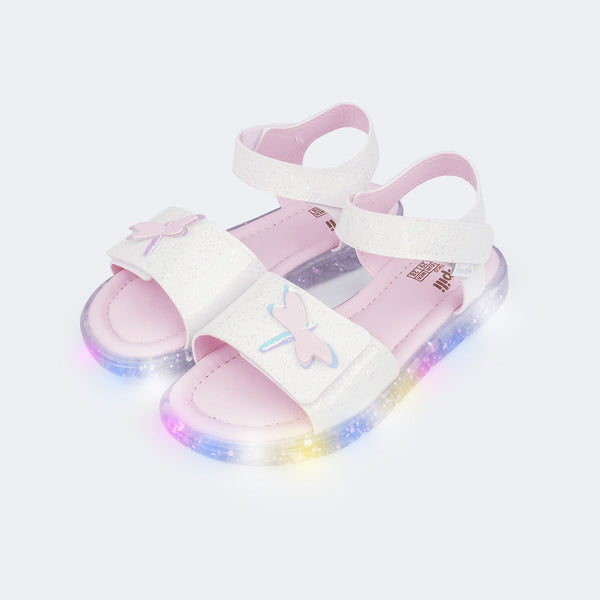 Sandália de Led Infantil Pampili Lulli Libélula Branca