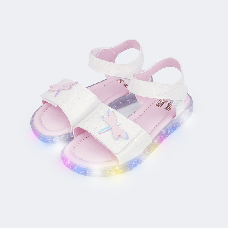 Sandália de Led Infantil Pampili Lulli Libélula Branca