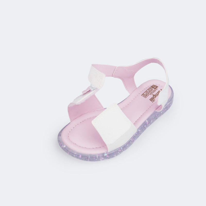 Sandália de Led Infantil Pampili Lulli Libélula Branca