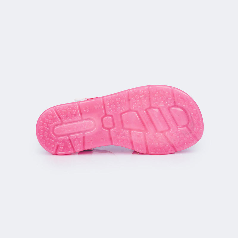 Sandália de Led Infantil Pampili Lulli Docinho Branco Rosa
