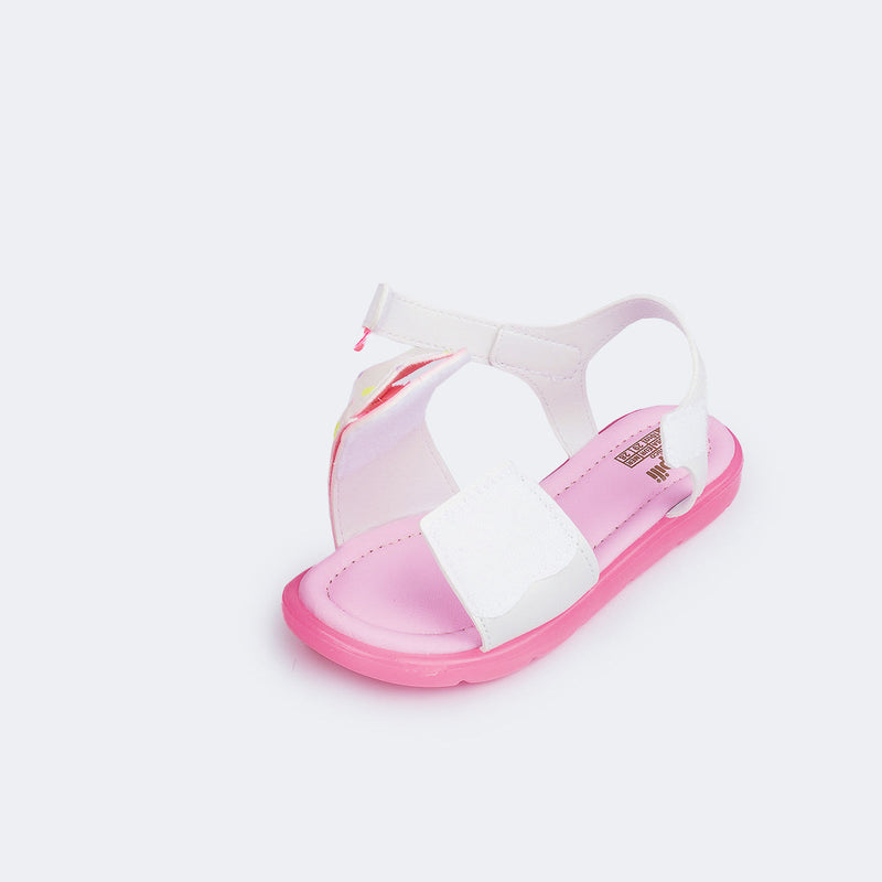 Sandália de Led Infantil Pampili Lulli Docinho Branco Rosa