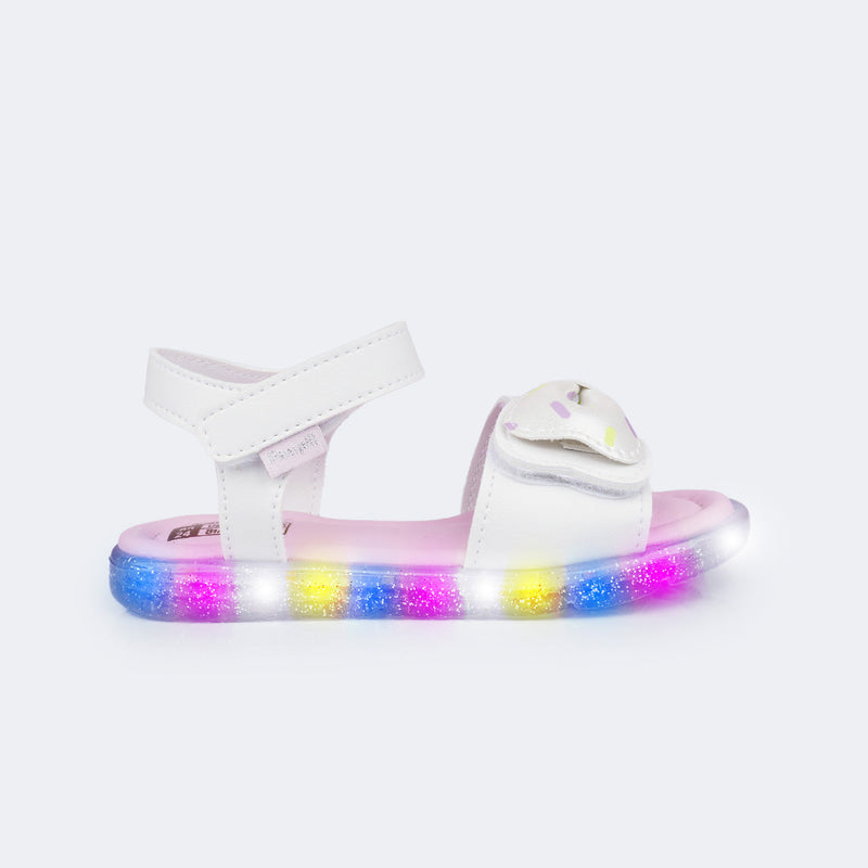 Sandália de Led Infantil Pampili Lulli Docinho Branca