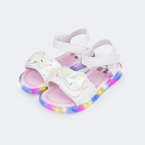 Sandália de Led Infantil Pampili Lulli Docinho Branca