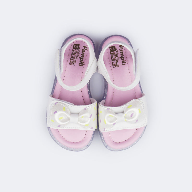 Sandália de Led Infantil Pampili Lulli Docinho Branca