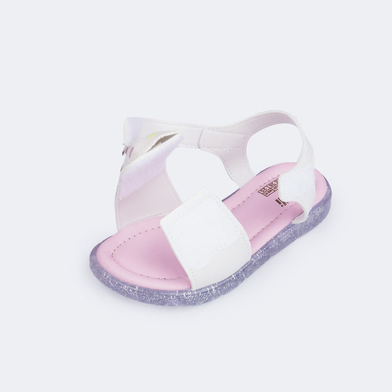 Sandália de Led Infantil Pampili Lulli Docinho Branca