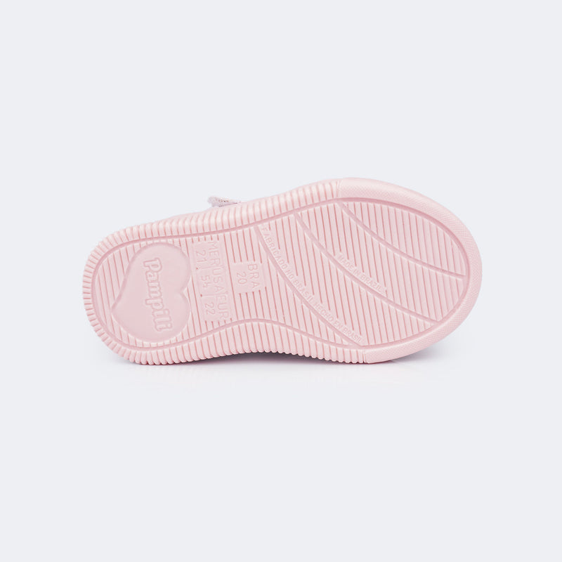 Tênis Cano Alto Infantil Feminino Pom Pom Strass Rosa