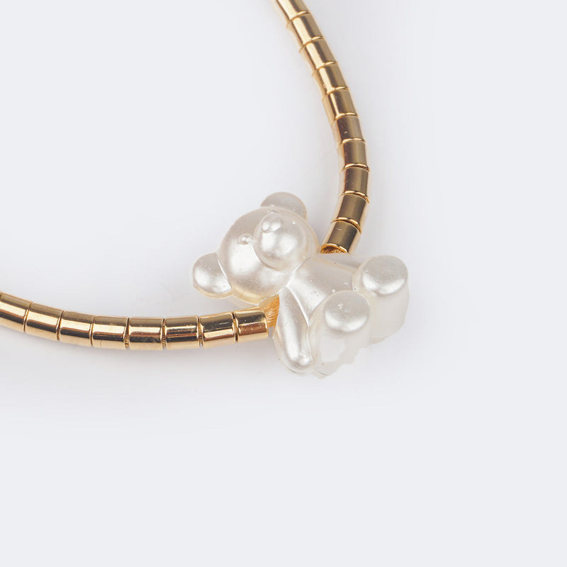 Pulseira Infantil Pampili Ursinho Perolado Dourada