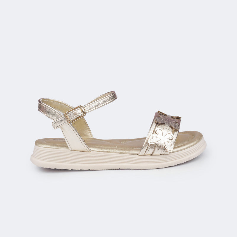Sandália Infantil Feminina Sand Flower Borboletas Dourada
