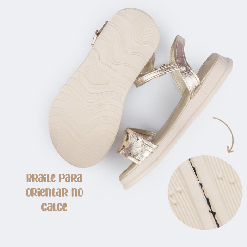 Sandália Infantil Feminina Sand Flower Borboletas Dourada