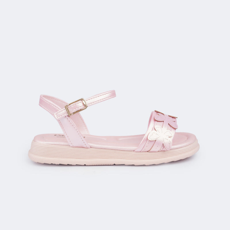 Sandália Infantil Feminina Sand Flower Borboletas Rosa