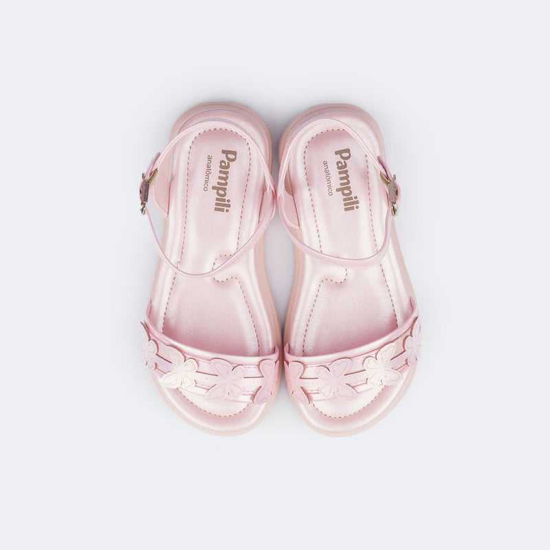 Sandália Infantil Feminina Sand Flower Borboletas Rosa