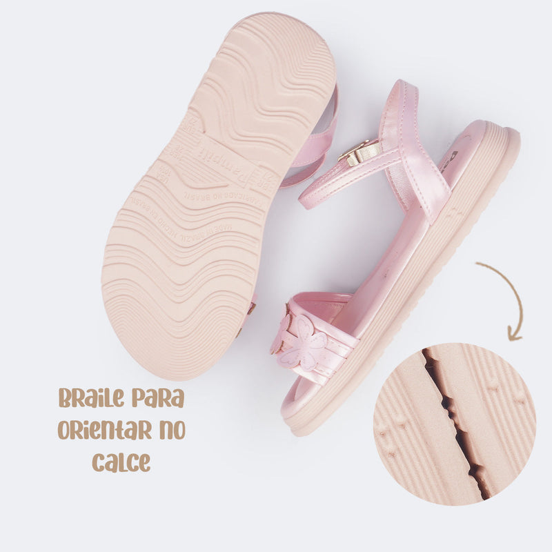 Sandália Infantil Feminina Sand Flower Borboletas Rosa