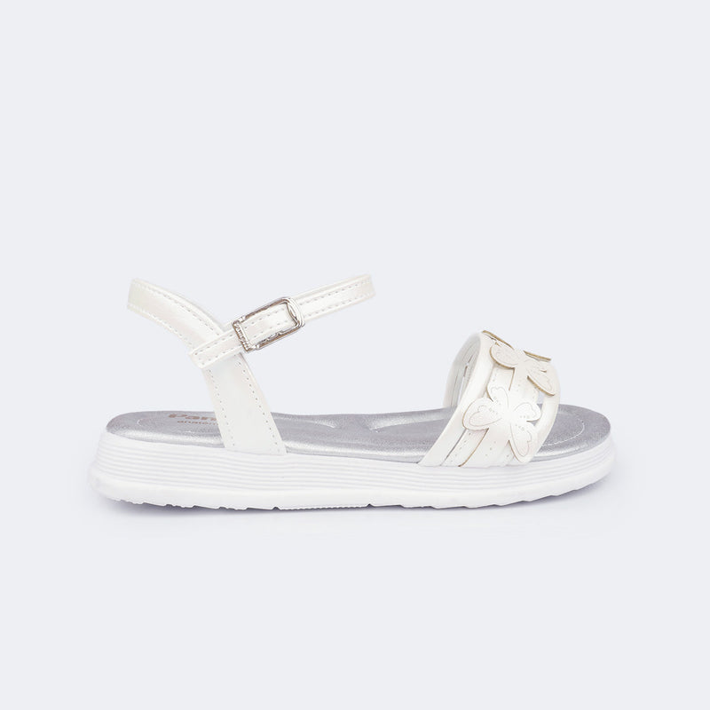 Sandália Infantil Feminina Sand Flower Borboletas Branca