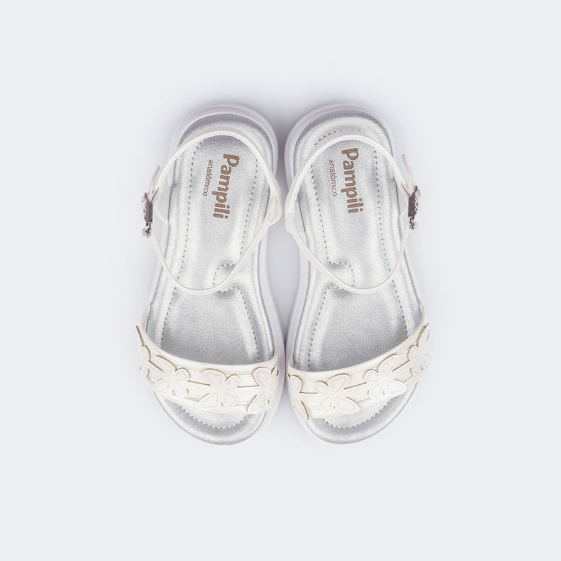Sandália Infantil Feminina Sand Flower Borboletas Branca