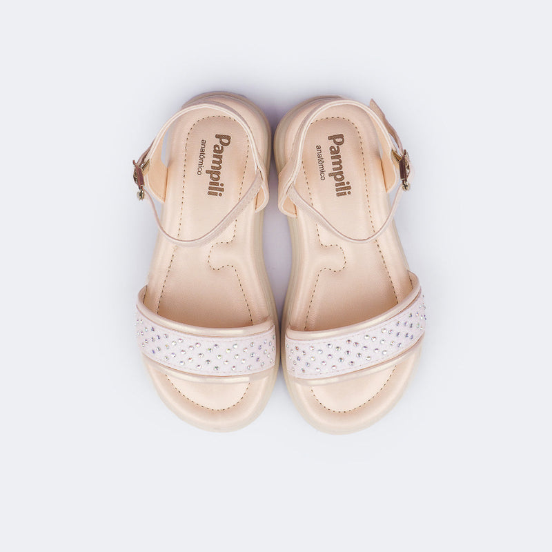 Sandália Infantil Feminina Sand Flower Brilho Nude