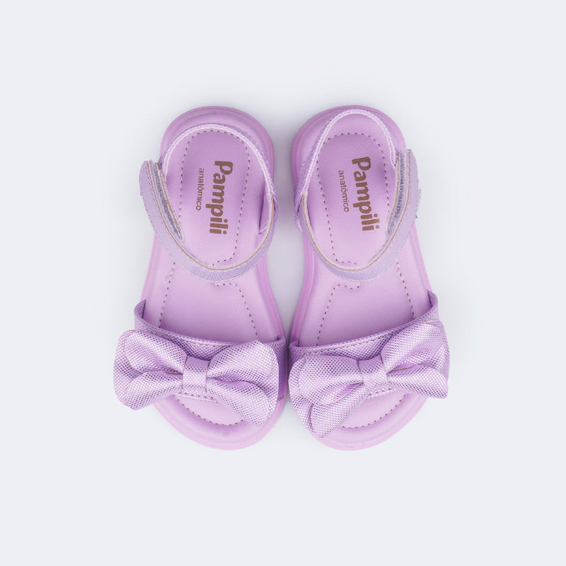 Sandália Infantil Feminina Sand Flower Laço Lilás