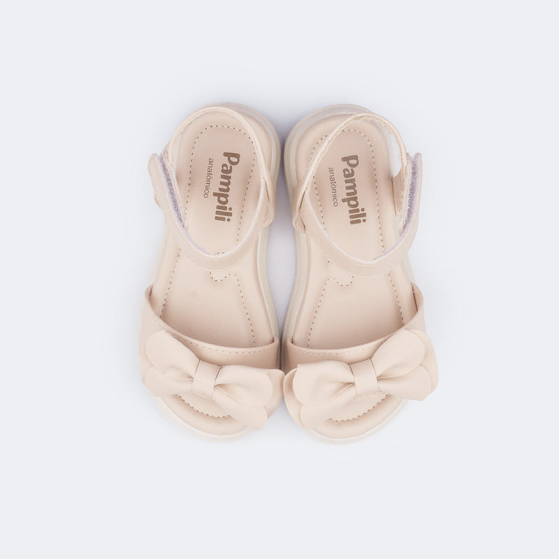 Sandália Infantil Feminina Sand Flower Laço Nude